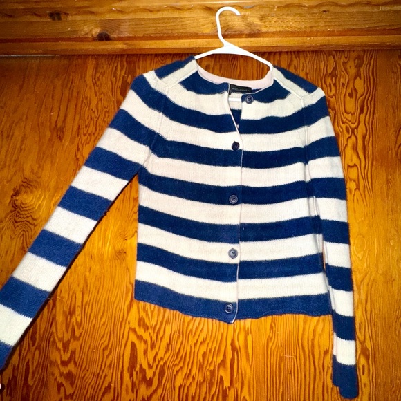 360 Cashmere Sweaters - NWOT 360 Cashmere Mariner/Chalk Navy and Cream Striped Cardigan